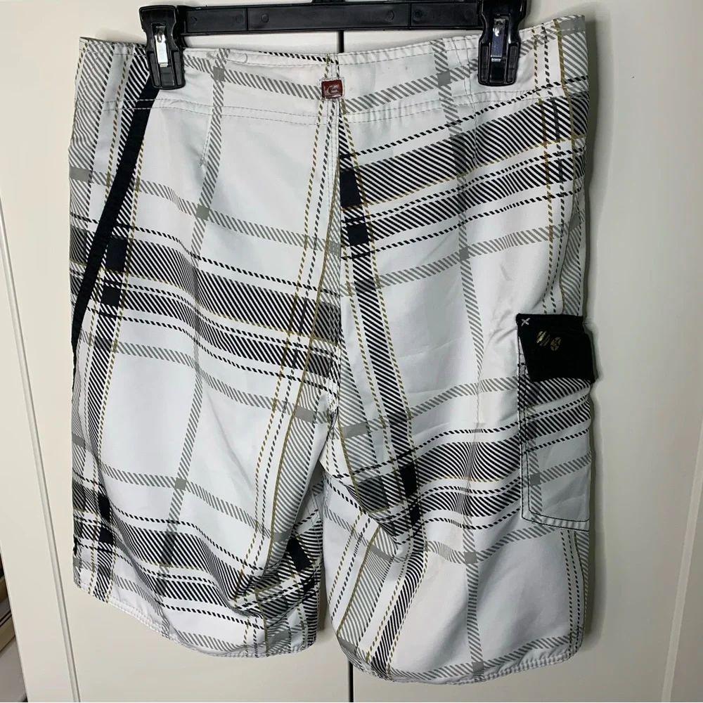Quiksilver Plaid Embroidered Board Shorts